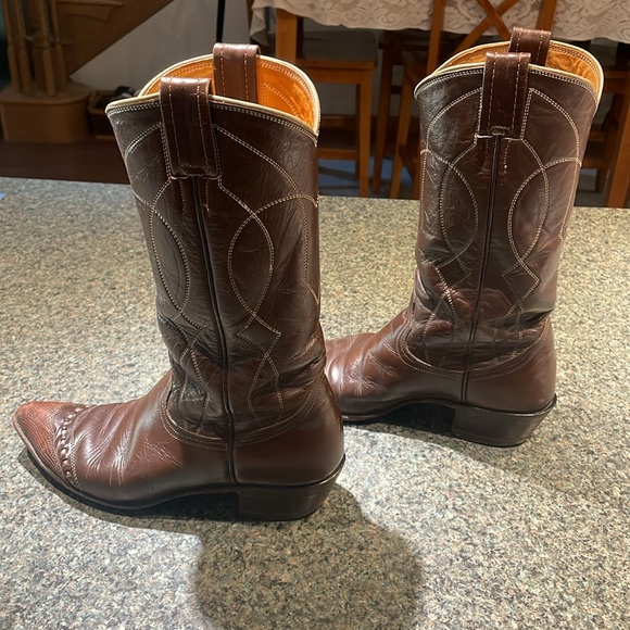 Nocona Boots Justin Western cowgirl leather brown pull on Boot size 6 1/2 - Picture 8 of 13